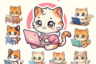 draw stickers of your cat into cute kawaii style