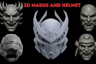 design 3d mask, 3d helmet, cosplay armor 3d custom mask for printing