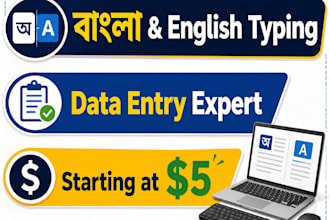 do bengali and english typing and data entry work
