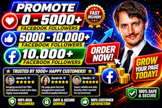 grow facebook followers with 6000 real users