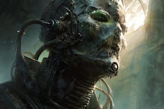 do sci fi horror and fantasy scene concept art illustrations