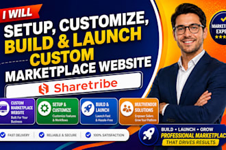 setup, customize, build and launch custom marketplace website using sharetribe
