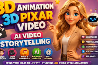 3d pixar style ai animation proposal video ai storytelling 3d cartoon animations