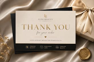 design luxury thank you cards and packaging inserts