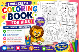 design funny kids coloring book pages and activity sheets