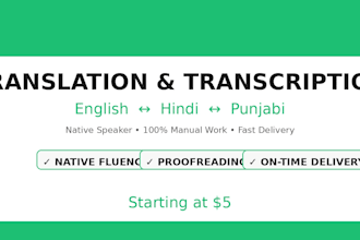 translate between english hindi punjabi and transcribe english