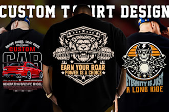 do unique custom t shirt design and graphic tshirt design for pod
