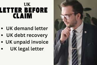 write UK letter before claim, unpaid invoice and legal demand letter
