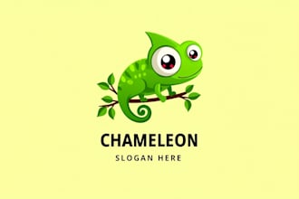 design awesome chameleon mascot logo in 12 hours