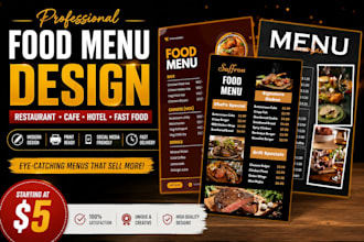 design modern food menu, restaurant menu and cafe flyer