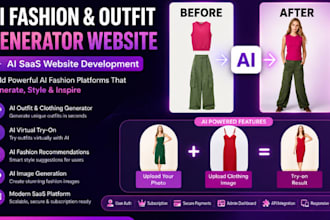 develop ai saas website, ai fashion website, ai outfit, ai clothing generator