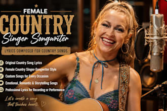 be female country singer songwriter, lyrics composer for country song, country