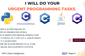 create your urgent programming tasks in c cpp java python and c sharp