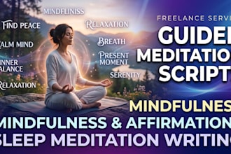 write guided meditation scripts, affirmations, and mindfulness content