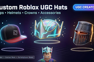 create custom roblox ugc hats, caps, helmets and roblox avatar accessories