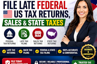 file federal, late US tax returns, sales  and state taxes