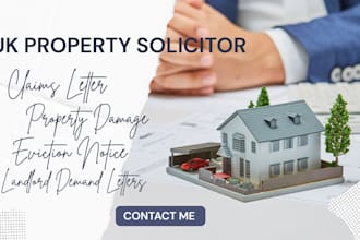 draft UK property damage claim letters, tenant eviction notice, demand letters