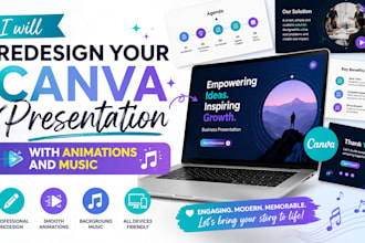 redesign your canva presentation with animations and music