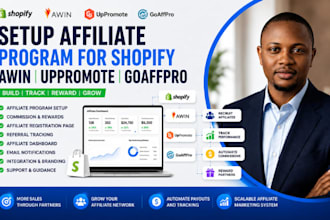 setup awin goaffpro uppromote affiliate program, shopify affiliate marketing