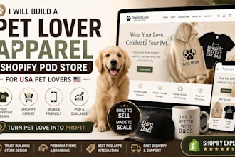 build a pet lover apparel shopify store for USA and UK brands