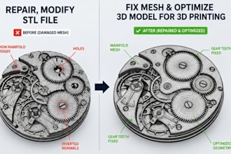 repair, modify stl file, fix mesh and optimize 3d model for 3d printing