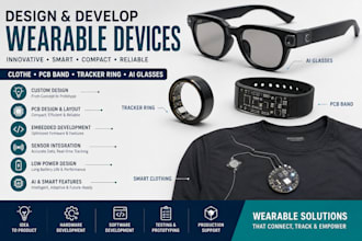 design and develop wearable device clothe pcb band tracker ring pcb ai glasses
