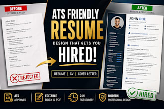 design ats friendly creative resume CV and cover letter