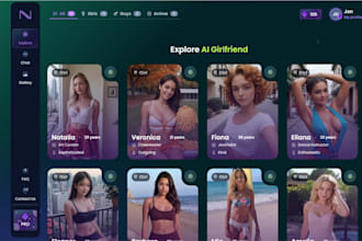 develop saas ai powered nsfw website, ai girlfriend web, ai character chat web