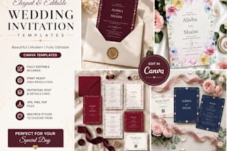 design luxury wedding invitation card canva template