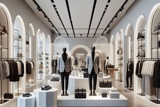 do 3d cgi retail store, shop, boutique store, jewelry store and 3d rendering