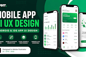 design mobile app UI screens in vector ai eps and svg format