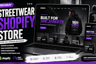 create 3d streetwear fashion shopify store for UK urban brands