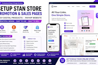 setup stan store promotion etsy digital product sales page design payhip website