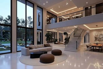 design, render 3d architectural interior of house commercial building rendering