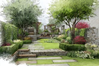 do landscape design for home garden,villa and draft site plan