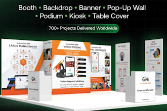 design eye catching trade show booth, backdrops, banners  and booth graphics