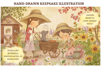 draw custom keepsake illustrations for birthdays, anniversaries, couple, family