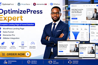 do optimizepress wordpress landing page, sale funnel,  elementor landing, aweber