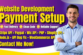 setup any payment integration, API development, website bug fix, woocommerce API