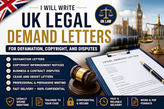 write UK legal demand letters for defamation, copyright, and disputes