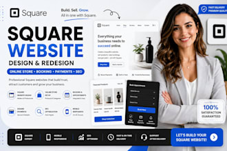 build mordern square online store and design square business website with seo