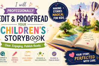 edit, proofread, and polish your children story book, kids book editing kdp