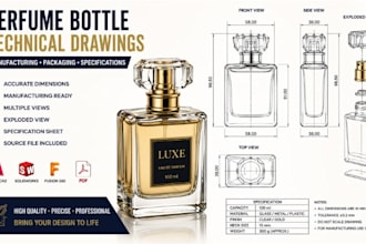 create perfume bottle technical drawings for manufacturing