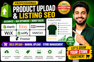 do product upload shopify etsy simvoly framer woocommerce wix sellfy listing seo