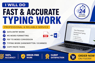 do data entry, PDF to ms word ,typing and formatting