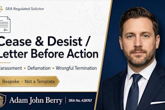 be your solicitor for cease and desist letter before action wrongful termination