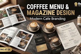 design coffee presentation, restaurant menu, food magazine and lead magnet