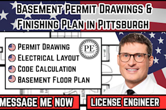create basement finishing plans and permit drawings in pittsburgh