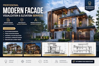modern facade visualization exterior rendering and elevation