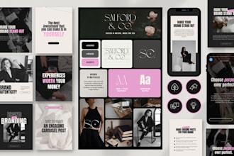 design custom instagram post, story, branding kit on canva